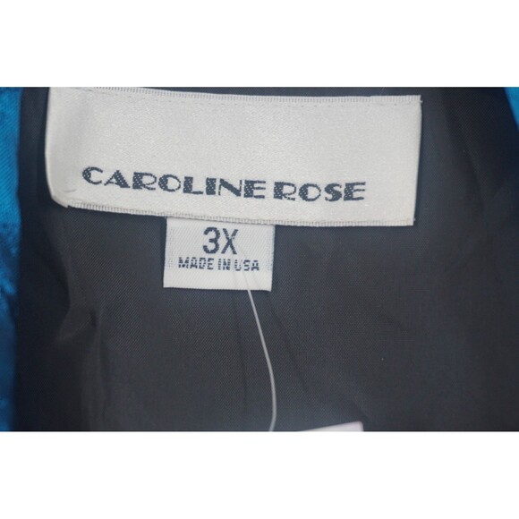 Caroline Rose NWT Navy & Turquoise Floral Jacquard Artsy Jacket Plus Size 3X - Picture 12 of 12